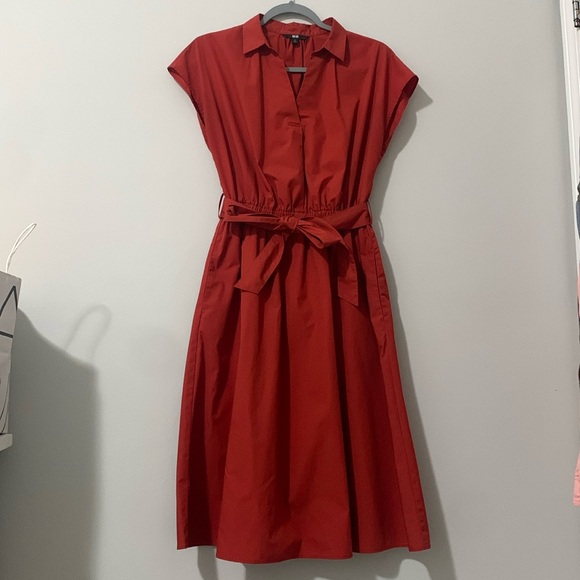 Uniqlo Orange Sleeveless Midi Shirt Dress - Picture 1 of 10